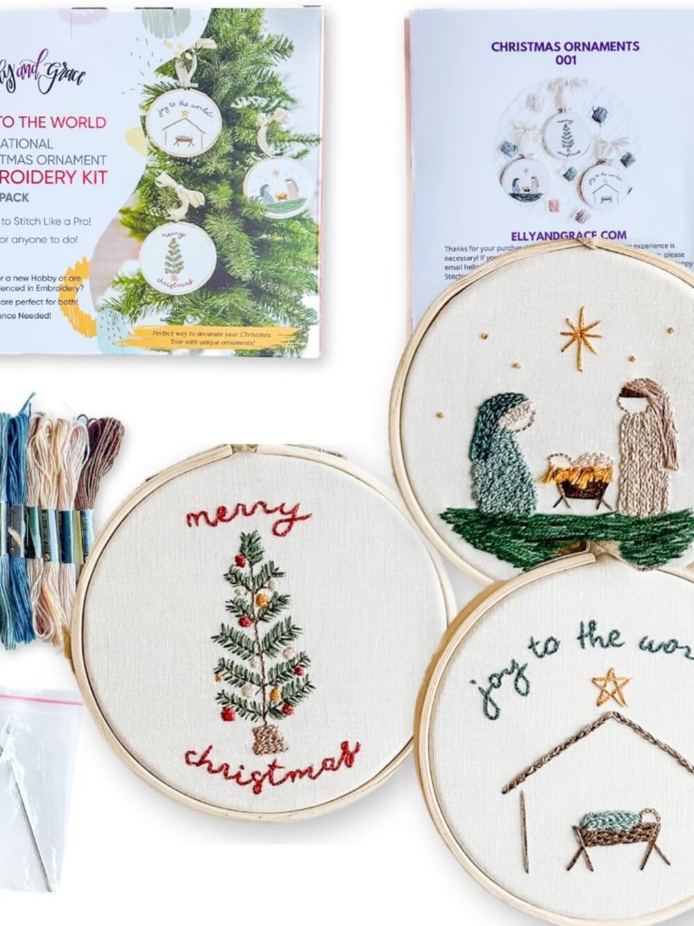 Elly & Grace Christian Embroidery Kit with Embroidery Hoop, Easy Embroidery Kit